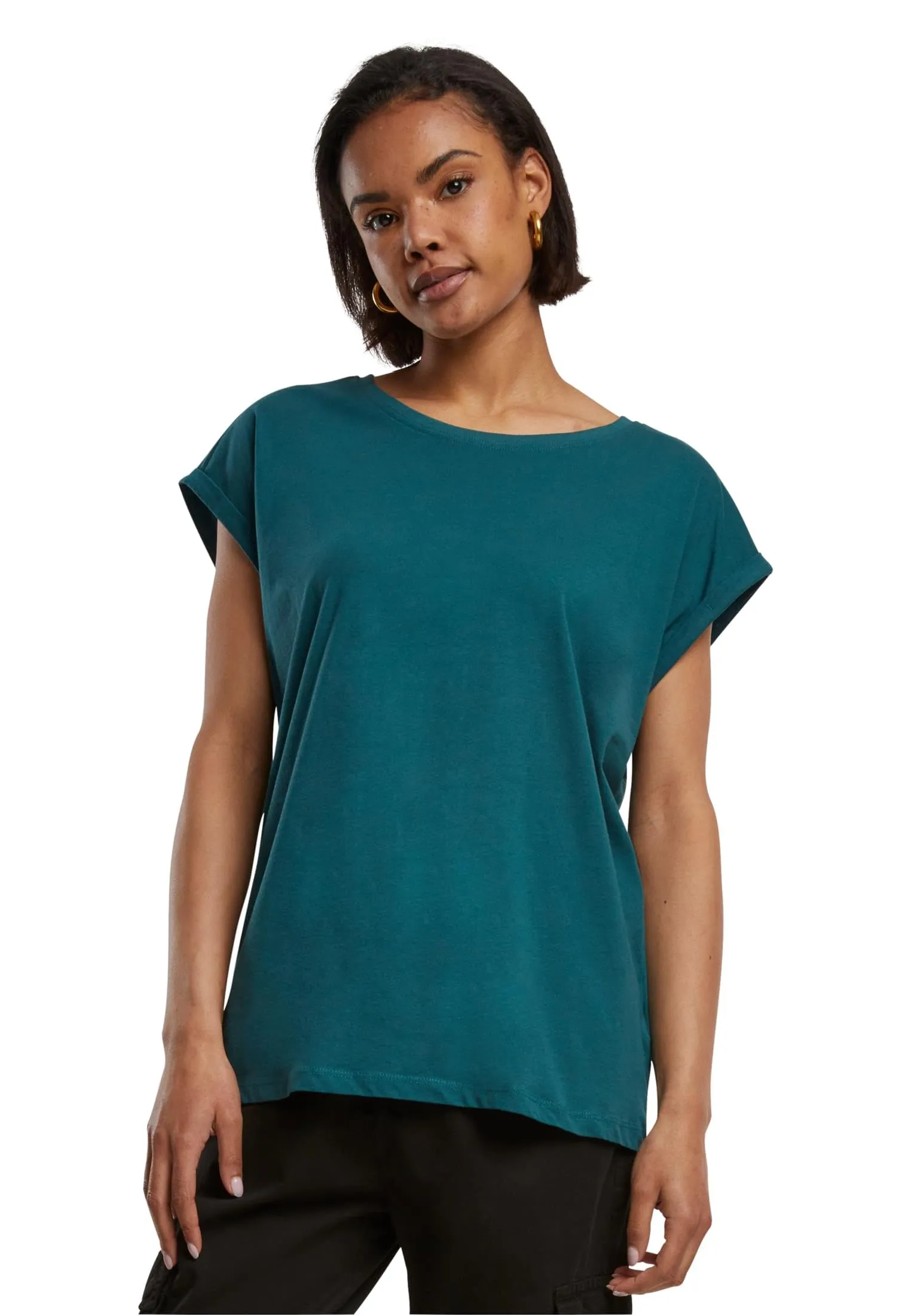 Urban Classics T-shirt da Donna con Manica Arrotolata, Cotone, Rosso Ciliegia, Taglia XXL - immagine 1