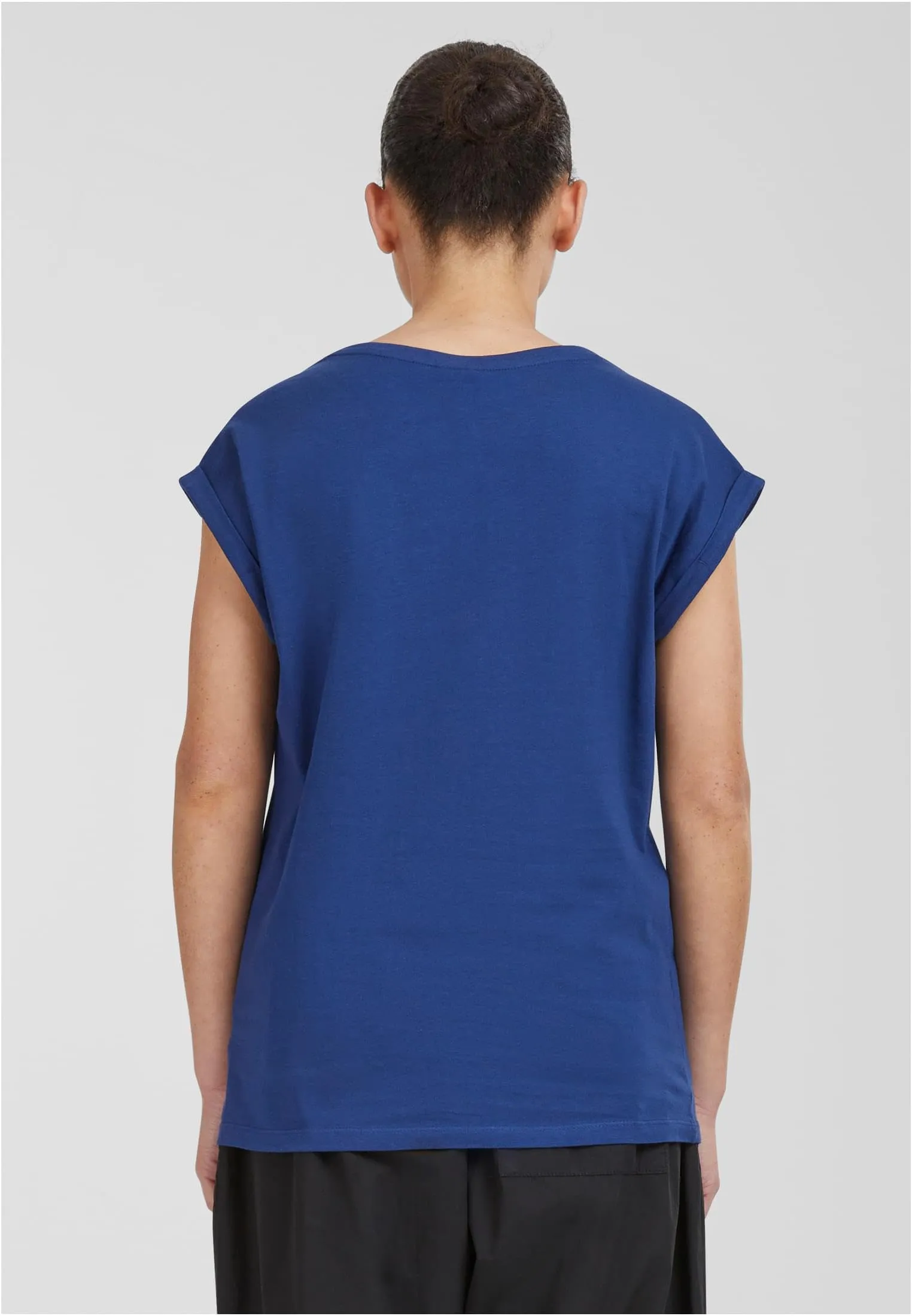 Urban Classics Donna T-shirt Manica Arrotolata in Cotone Scollo Rotondo Rosso Ciliegia XXL - immagine 3