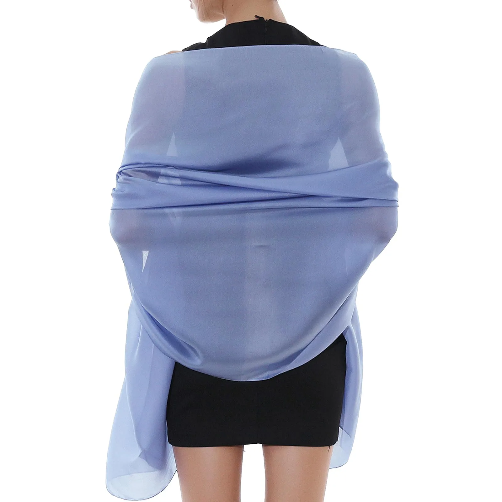 RIIQIICHY Sciarpa in Chiffone per Donna, Blu, Large - immagine 1