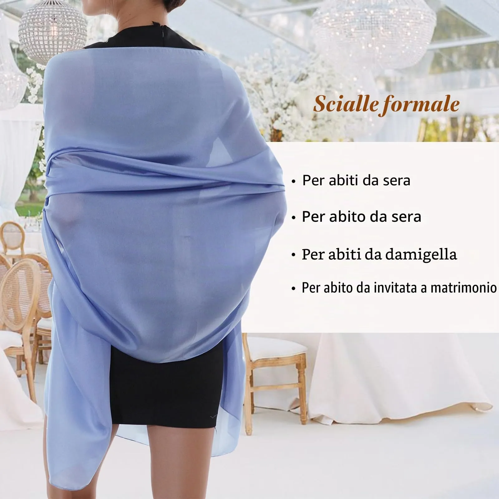 RIIQIICHY Sciarpa in Chiffone per Donna, Blu, Large - immagine 2