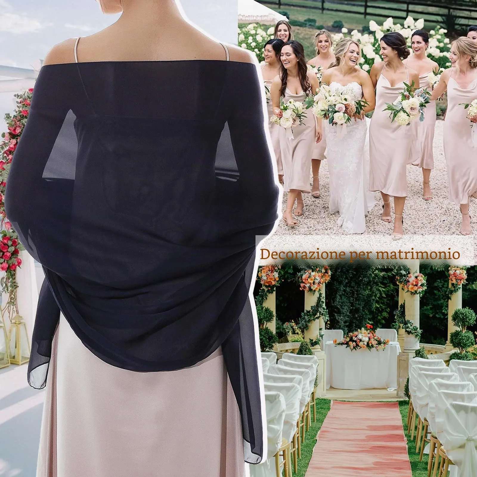 RIIQIICHY Scialle in Chiffon per Donna, Navy, Large - immagine 2