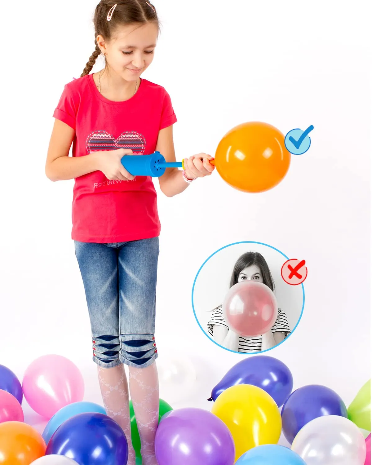 Noa Home Deco Pompa per Palloncini Manuale, Giallo/Blu, 28.5cm - immagine 2