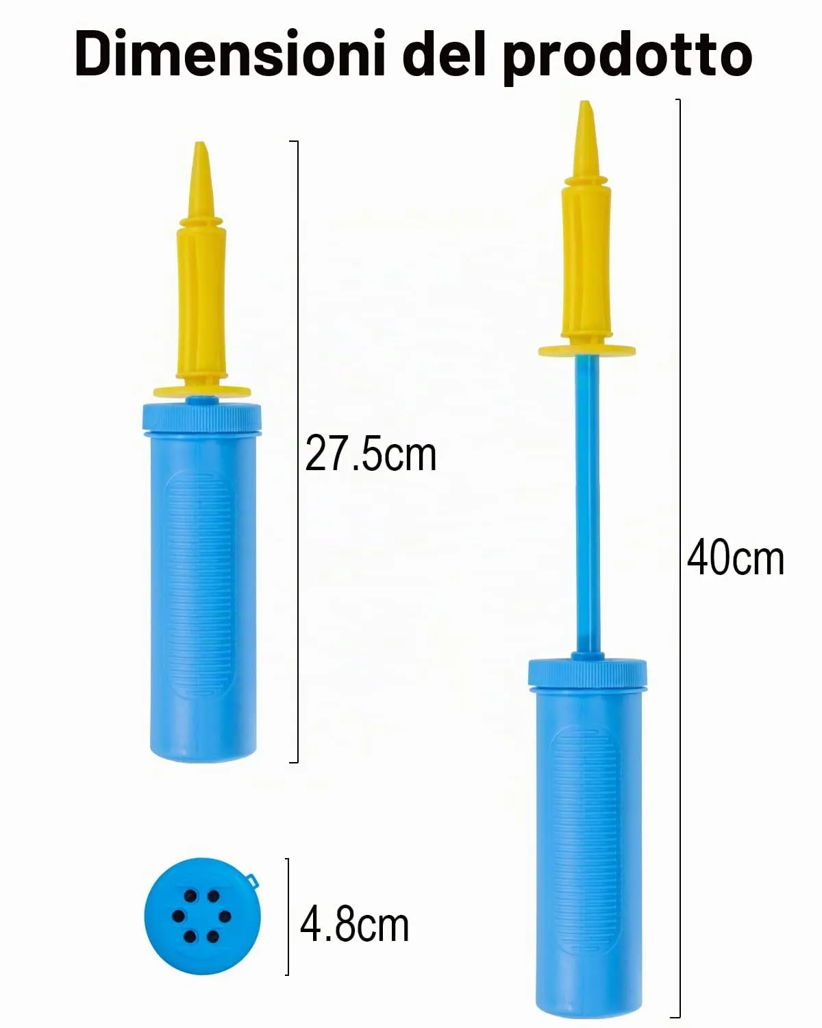Noa Home Deco Pompa per Palloncini Manuale, Giallo/Blu, 28.5cm - immagine 3