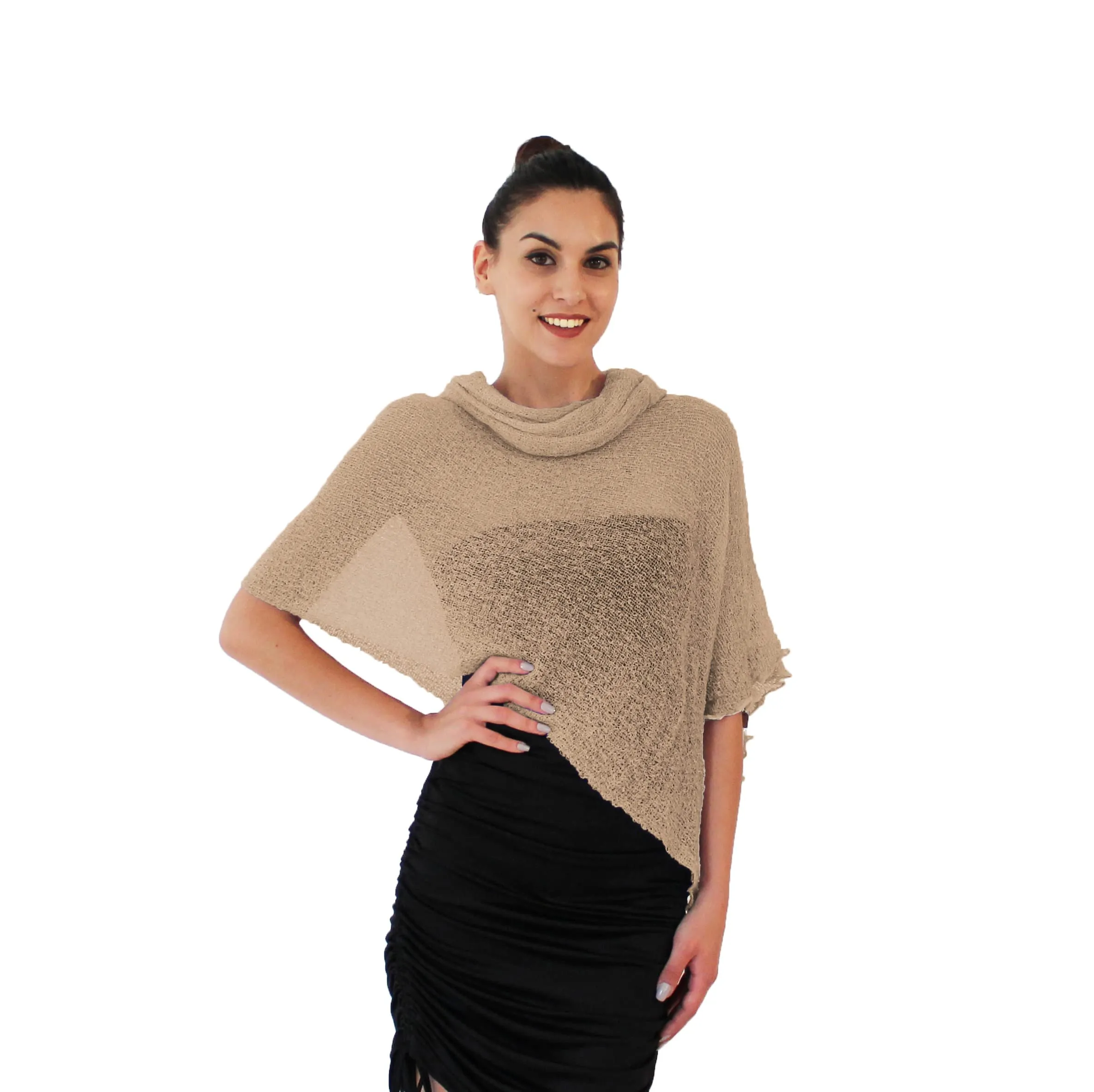 creazioni unique Poncho Coprispalle Donna in Viscosa Termica (Sabbia) - immagine 1