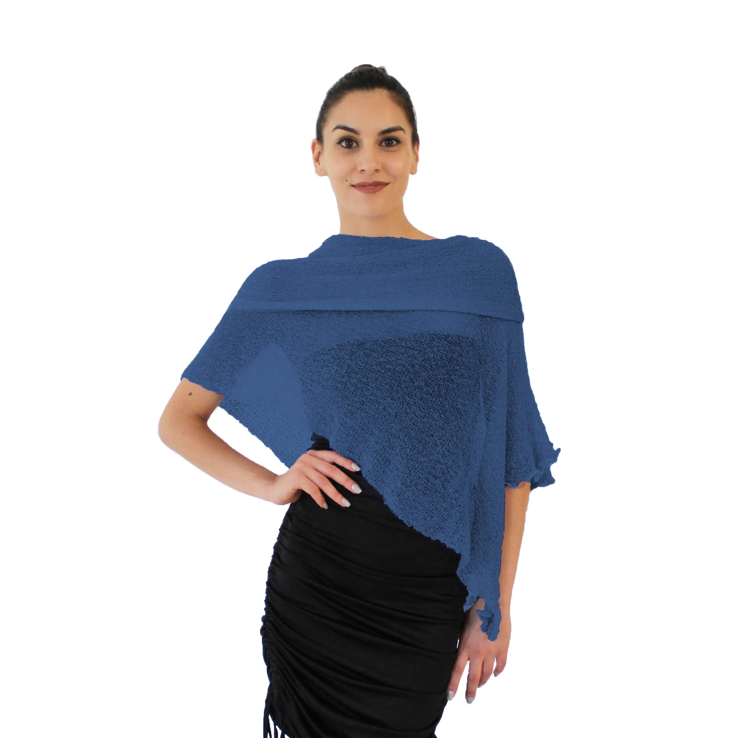 creazioni unique Poncho Coprispalle Donna in Viscosa (Blue Navy) - immagine 1