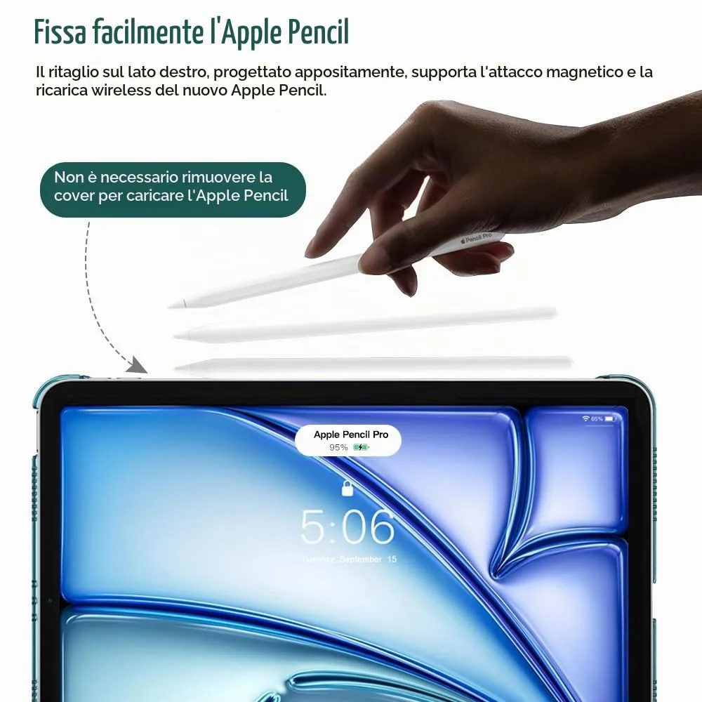 TiMOVO Cover per iPad Air 11" M4/M3/M2, Air 5a/4a Gen 10.9", Gemma Verde - immagine 3
