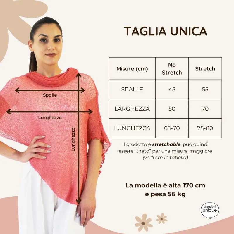 creazioni unique Poncho Coprispalle Donna in Viscosa Nero - immagine 2