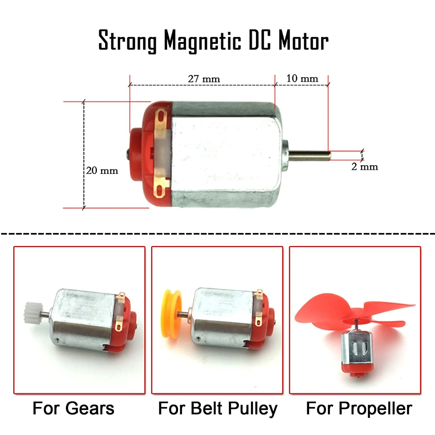 RUNCCI-YUN DC Motor Model Kit 8 Pieces, 1.5V-3V 12000-15000 RPM, includes Rocker Switches, Propellers, and AA Battery Holders for DIY Cars and Boats (130 Mini Motors) - immagine 3