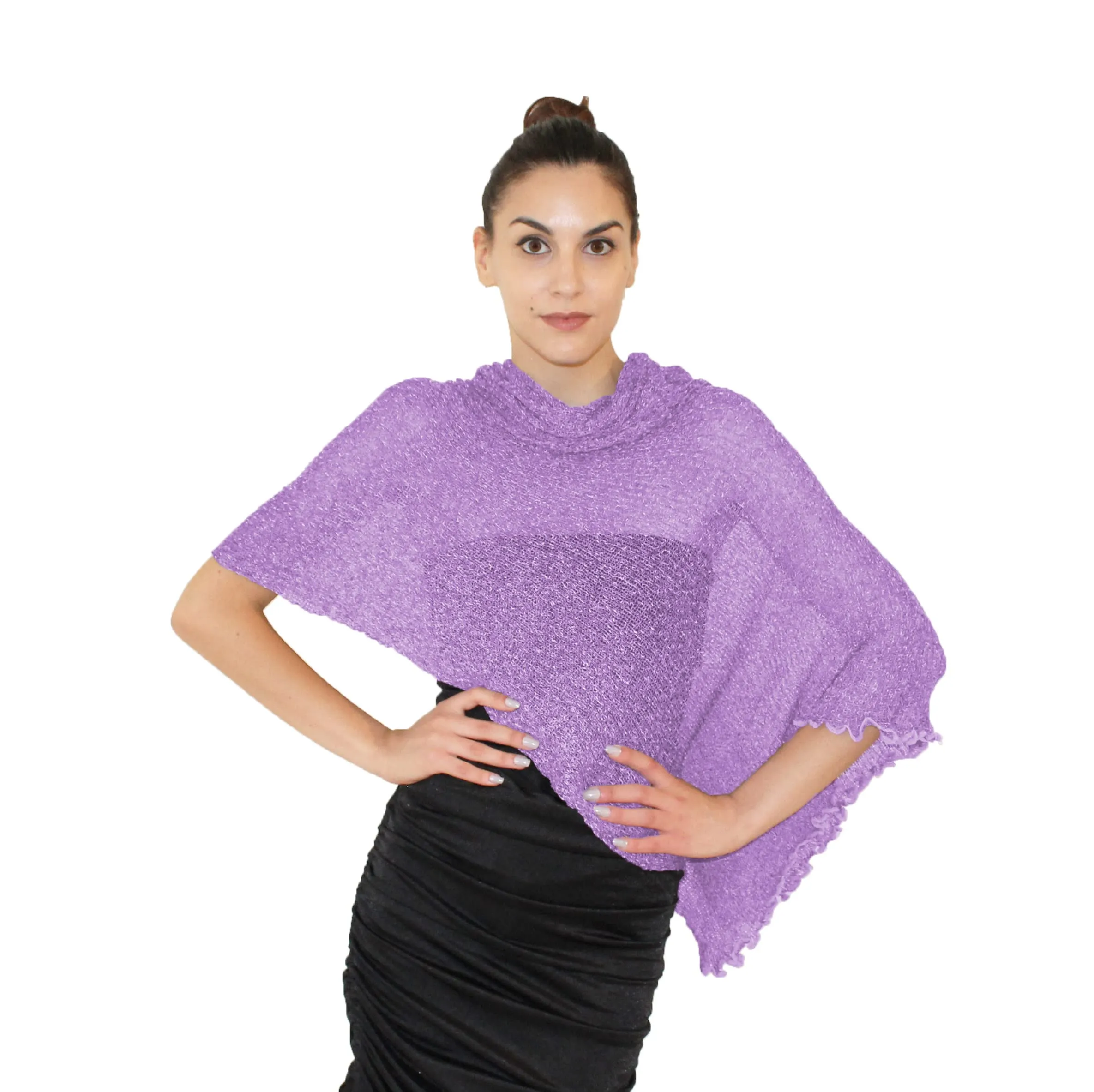 creazioni unique Poncho Coprispalle da Donna in Viscosa (Lilla Scuro) - immagine 1