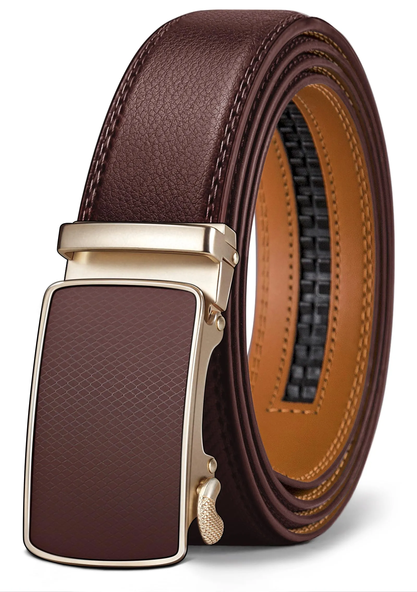 BULLIANT Cintura Uomo in Pelle con Fibbia Automatica a Cricchetto, 35mm, Marrone Chiaro, 120cm - immagine 1