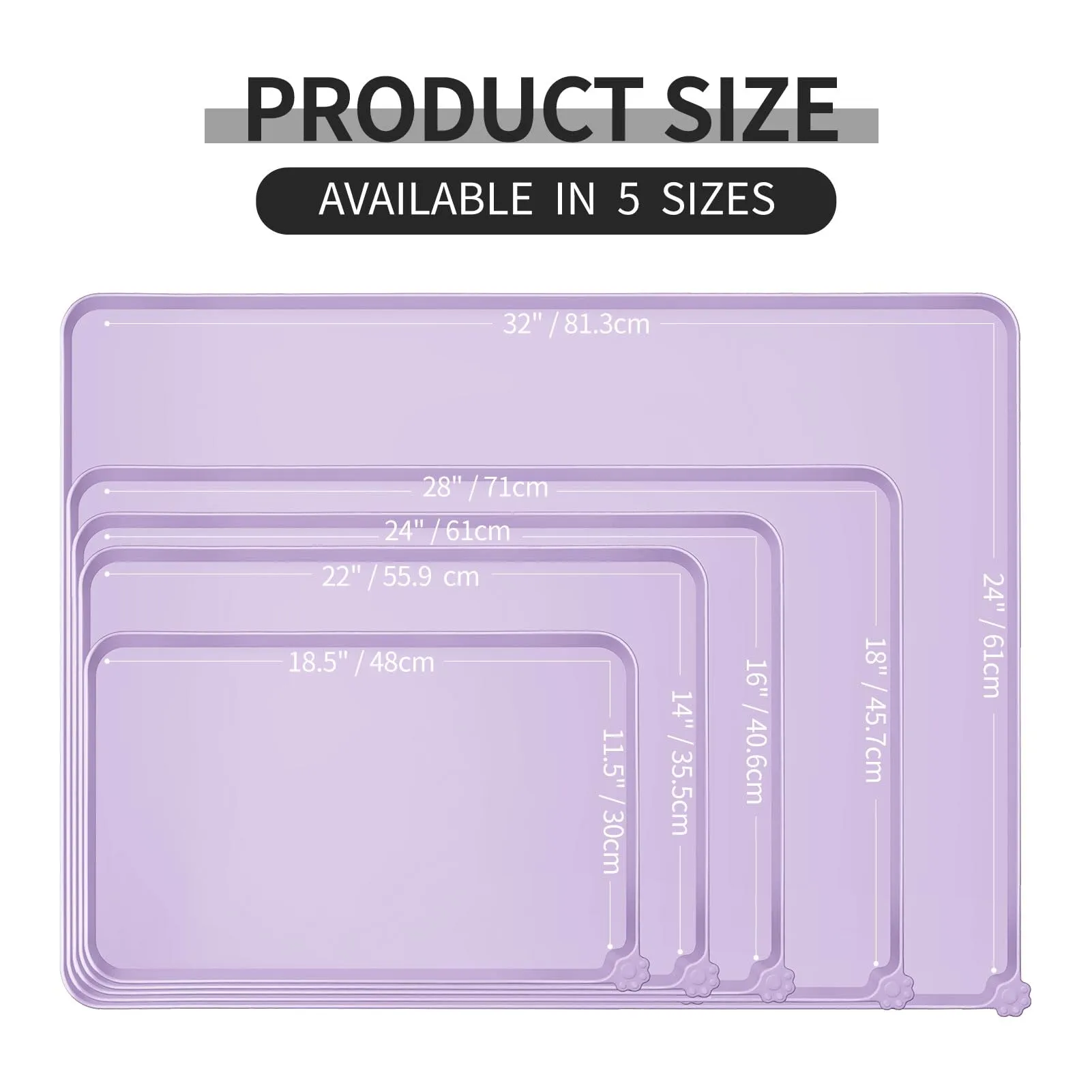 Reopet Tappetino in Silicone per Cibo e Acqua per Animali Domestici, Impermeabile con Bordi Rialzati, 53 x 37 cm, Ibisco viola - immagine 2