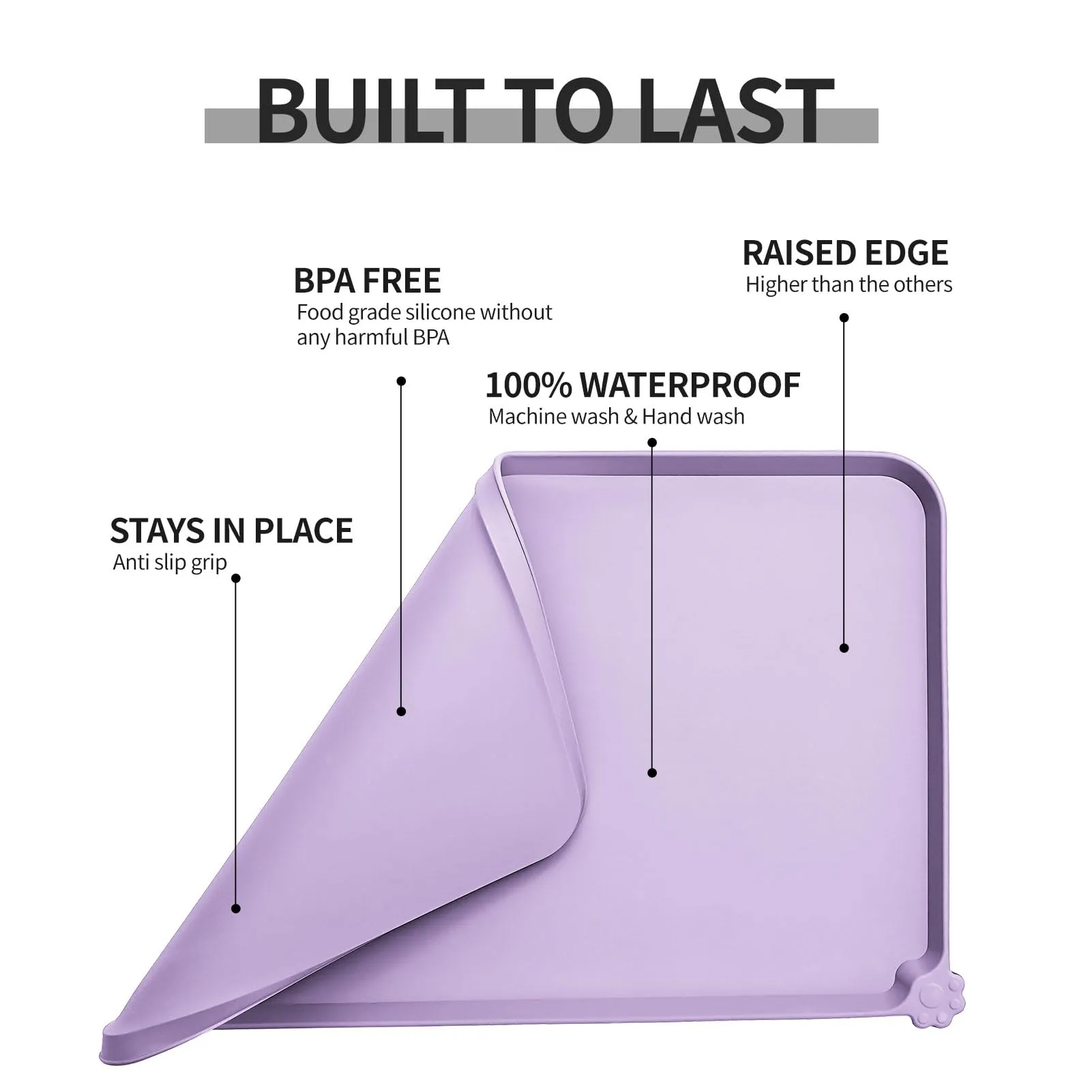 Reopet Tappetino in Silicone per Ciotola Cani e Gatti, 60 x 40 cm, Ibisco viola - immagine 5