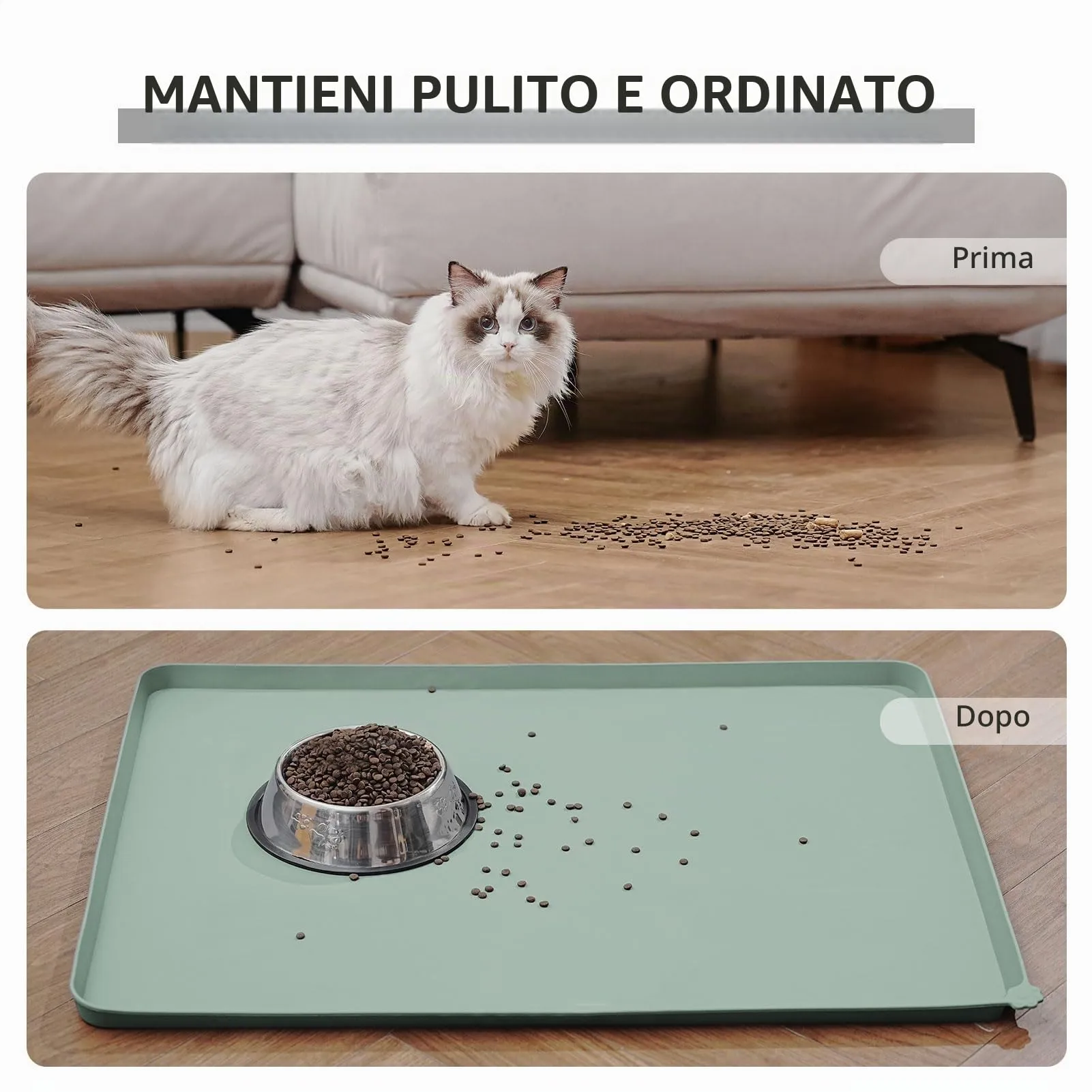Reopet Tappetino in Silicone per Cibo e Acqua per Animali Domestici, Impermeabile e Antispill, 47 x 30 cm, Turchese medio - immagine 6