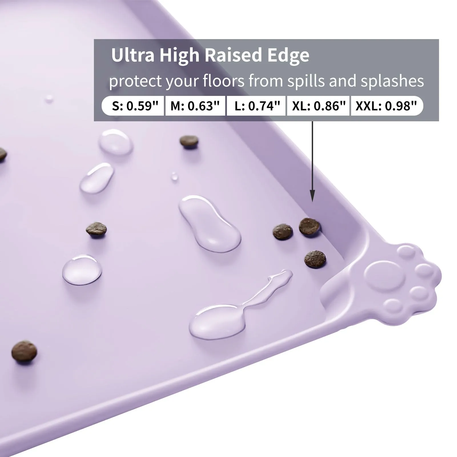 Reopet Tappetino in Silicone per Cibo e Acqua per Animali Domestici, Impermeabile Antispill, 53 x 37 cm, Rosa Viola - immagine 3