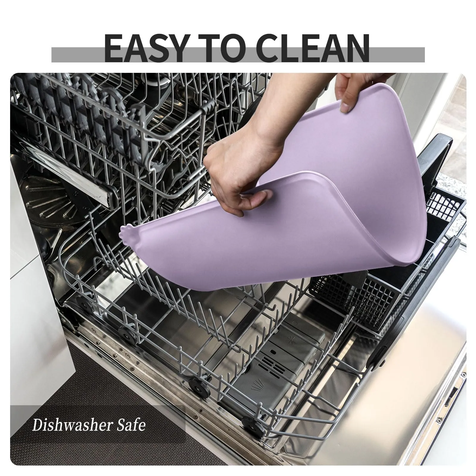 Reopet Tappetino in Silicone per Cibo e Acqua per Animali Domestici, Impermeabile Antispill, 53 x 37 cm, Rosa Viola - immagine 7