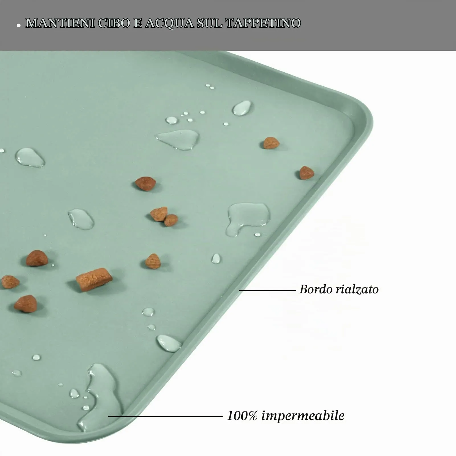 Reopet Tappetino in Silicone per Cibo e Acqua per Animali Domestici, Impermeabile con Bordi Rialzati, 47 x 30 cm, Arancio corallo - immagine 4