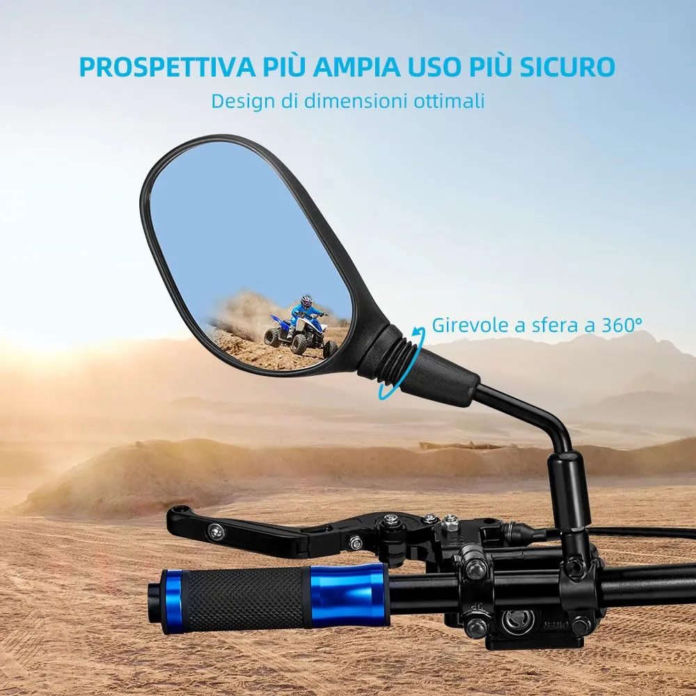 KEMIMOTO Specchietti Retrovisore Universali per Moto ATV, E24 Omologati, Filettatura 8mm e 10mm - immagine 2