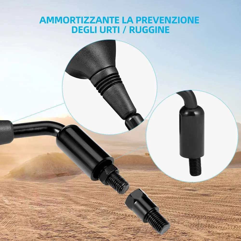 KEMIMOTO Specchietti Retrovisore Universali per Moto ATV, E24 Omologati, Filettatura 8mm e 10mm - immagine 3