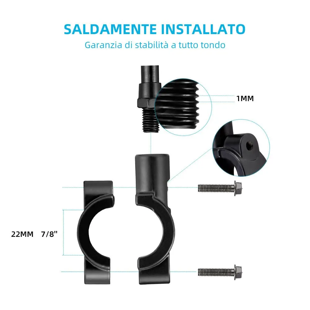 KEMIMOTO Specchietti Retrovisore Universali per Moto ATV, E24 Omologati, Filettatura 8mm e 10mm - immagine 7