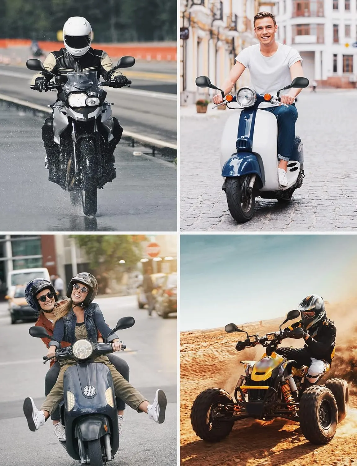 KEMIMOTO Specchietti Retrovisore Universali per Moto ATV, E24 Omologati, Filettatura 8mm e 10mm - immagine 8