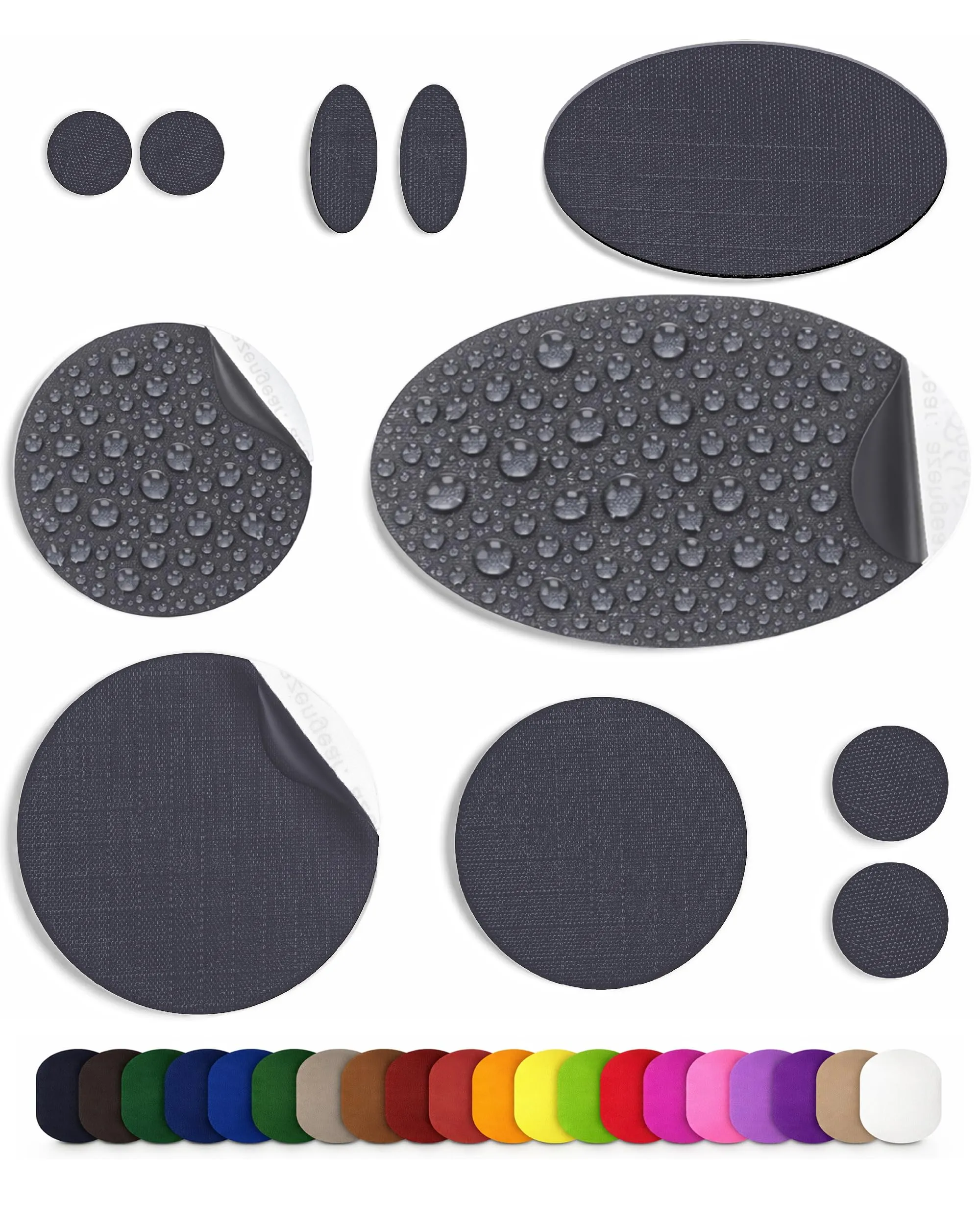 aZengear Toppe di riparazione autoadesive in nylon per piumini e sacchi a pelo, 11 pezzi, Grigio scuro - immagine 1