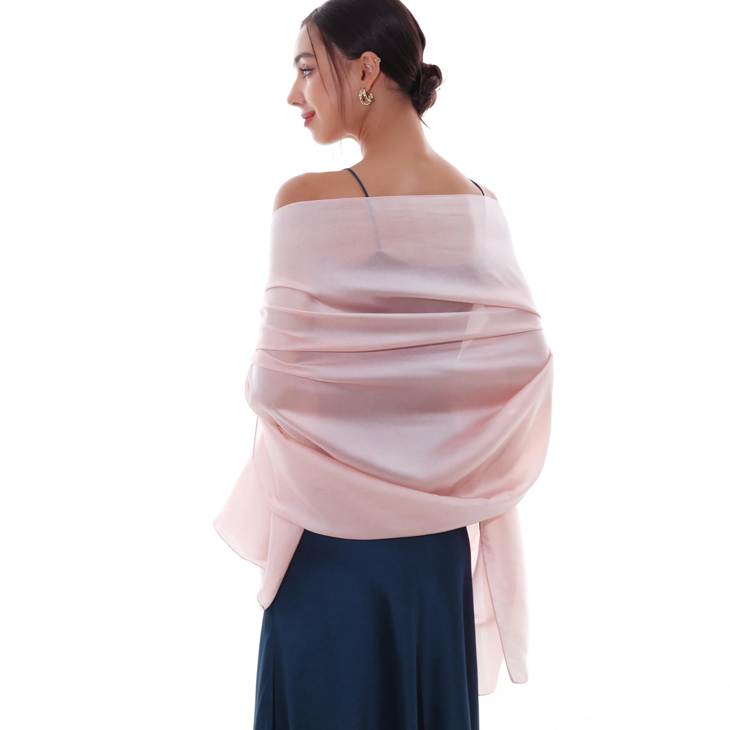 RIIQIICHY Foulard Sciarpa in Seta per Donna Pashmina Leggera Stola Scialle per Cerimonia e Abito da Sera - immagine 1