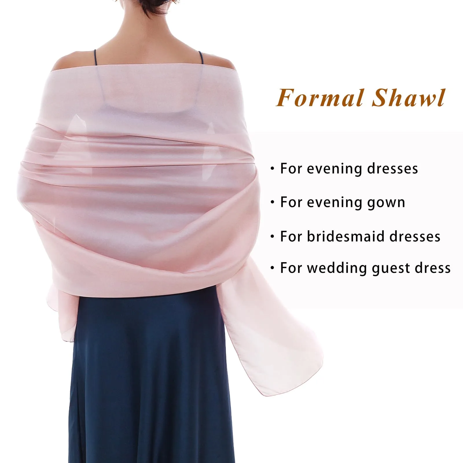 RIIQIICHY Foulard Sciarpa in Seta per Donna Pashmina Leggera Stola Scialle per Cerimonia e Abito da Sera - immagine 5