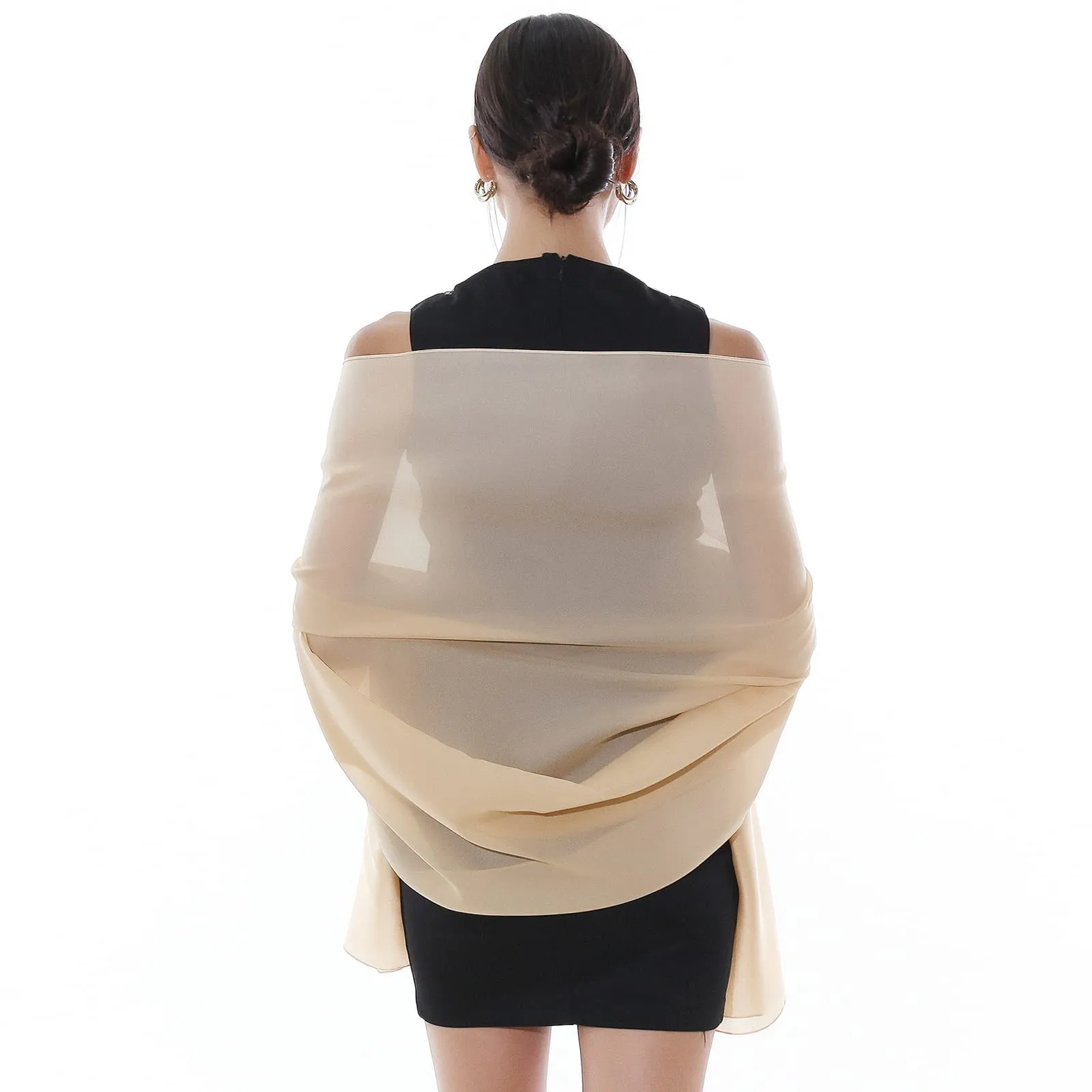 RIIQIICHY Stola in Seta Sintetica Donna Beige per Cerimonia e Abiti da Sera - immagine 4