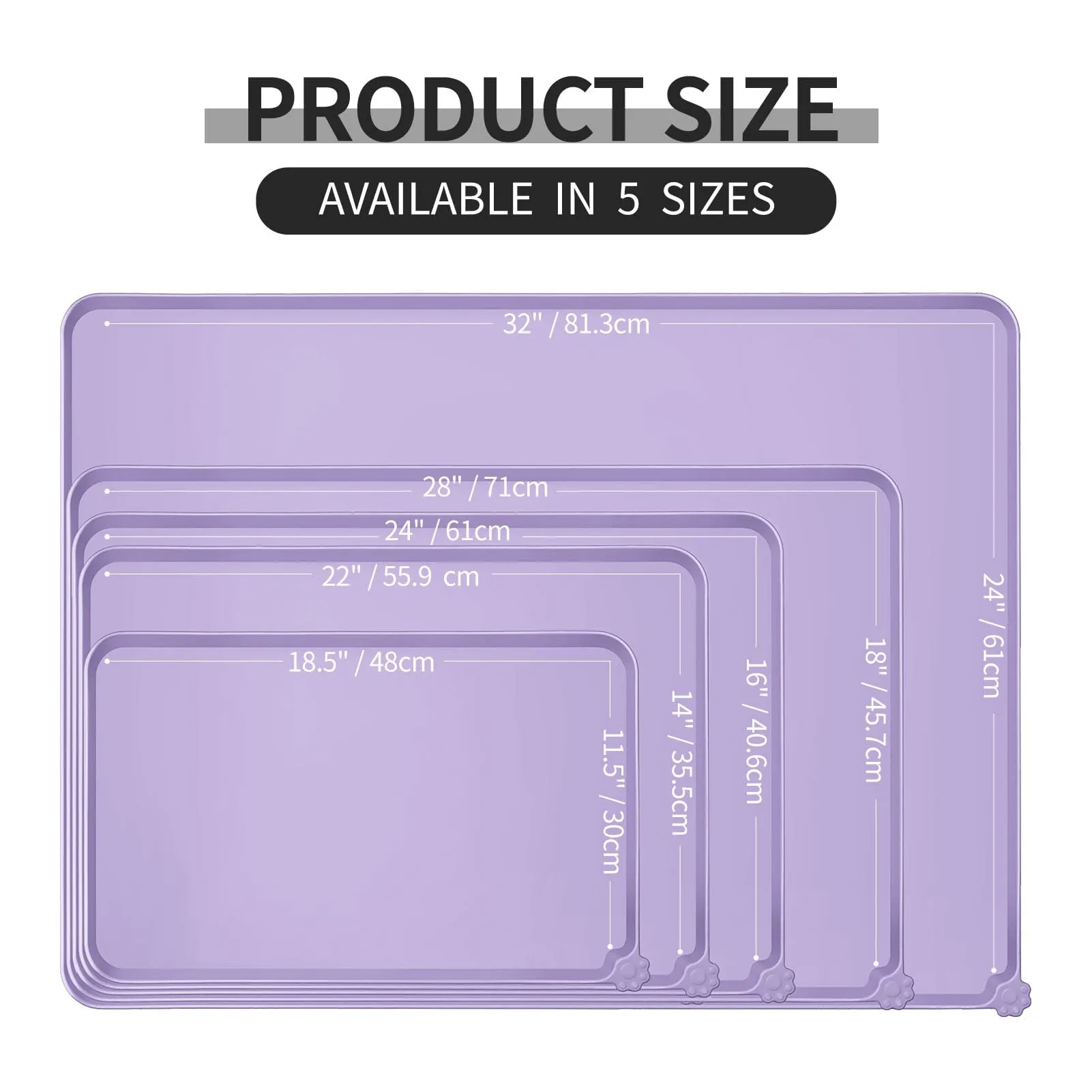 Reopet Tappetino in Silicone per Cibo e Acqua Animali Domestici, Impermeabile Antispill, 53 x 37 cm, Viola Lilla - immagine 2
