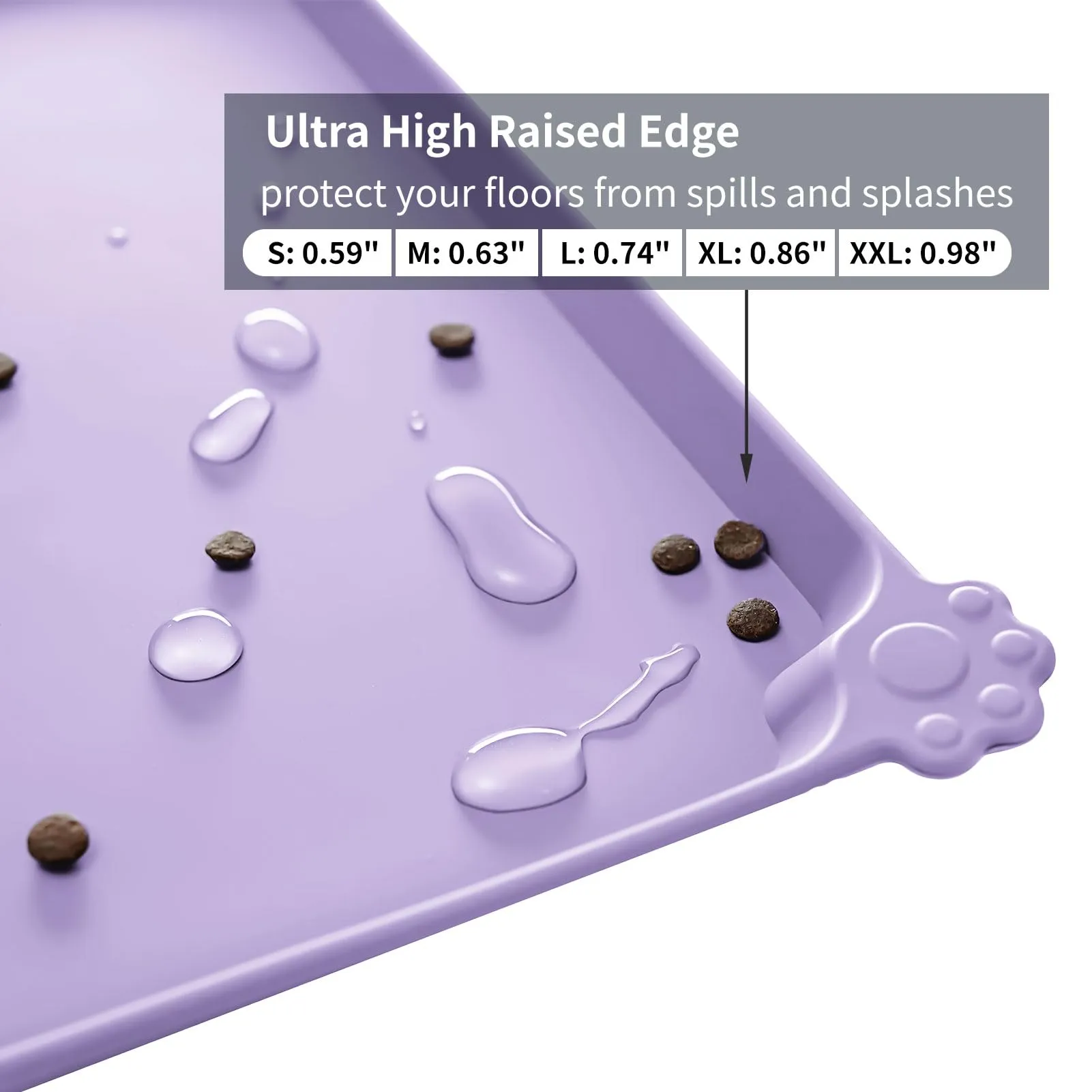 Reopet Tappetino in Silicone per Cibo e Acqua Animali Domestici, Impermeabile Antispill, 53 x 37 cm, Viola Lilla - immagine 3