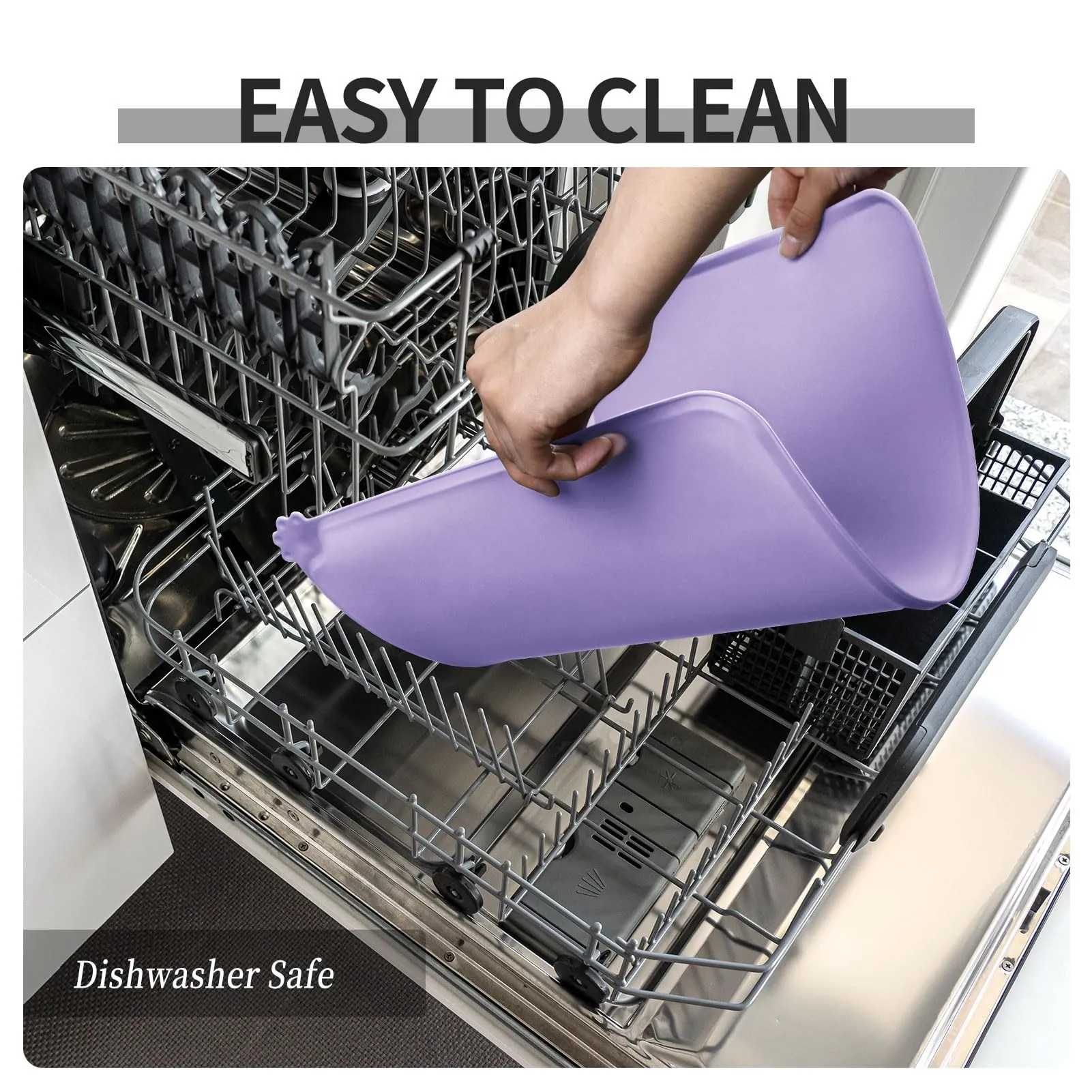 Reopet Tappetino in Silicone per Cibo e Acqua Animali Domestici, Impermeabile Antispill, 53 x 37 cm, Viola Lilla - immagine 7
