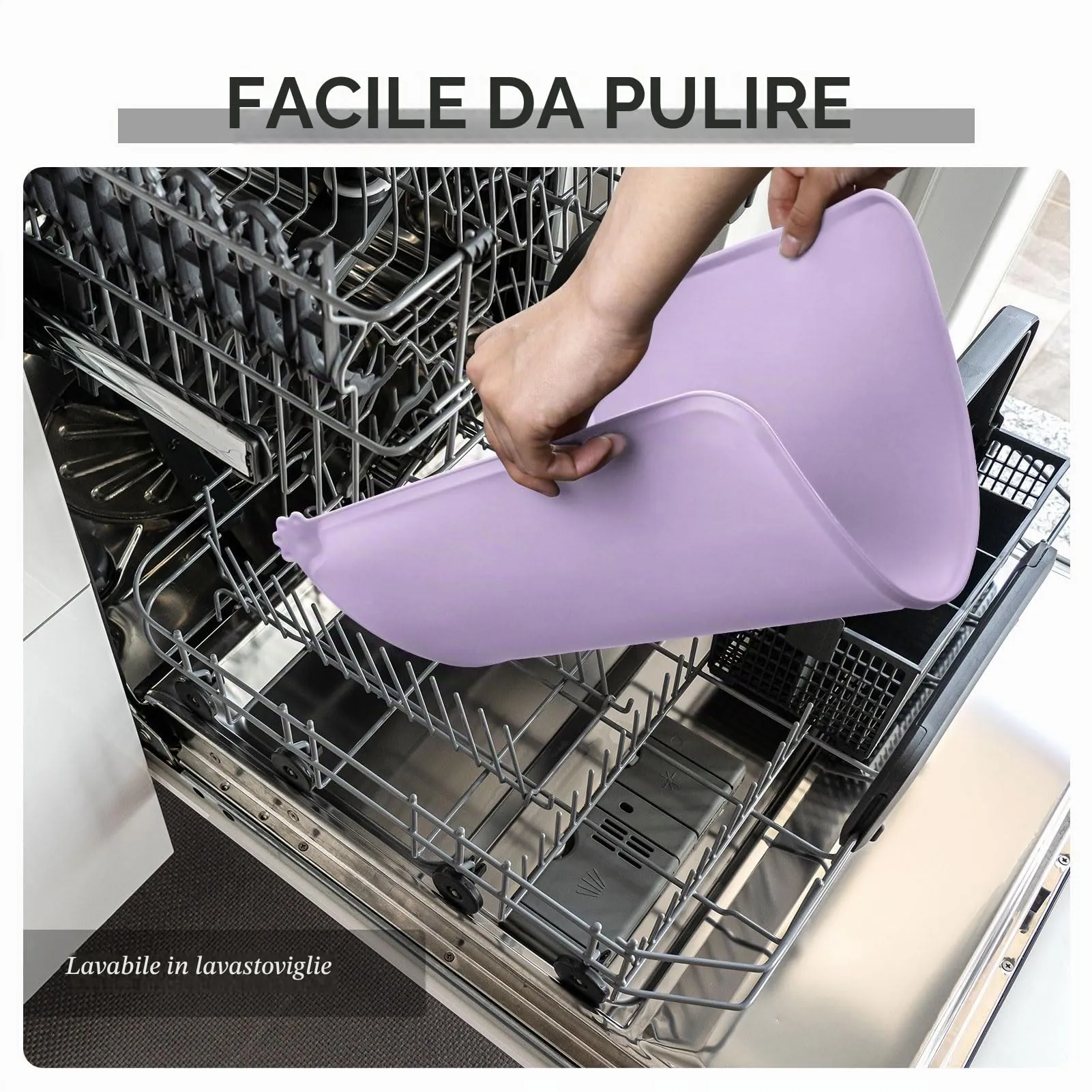 Reopet Tappetino in Silicone per Cibo e Acqua per Animali Domestici, Impermeabile e Antispill, 47 x 30 cm, Ibisco viola - immagine 7