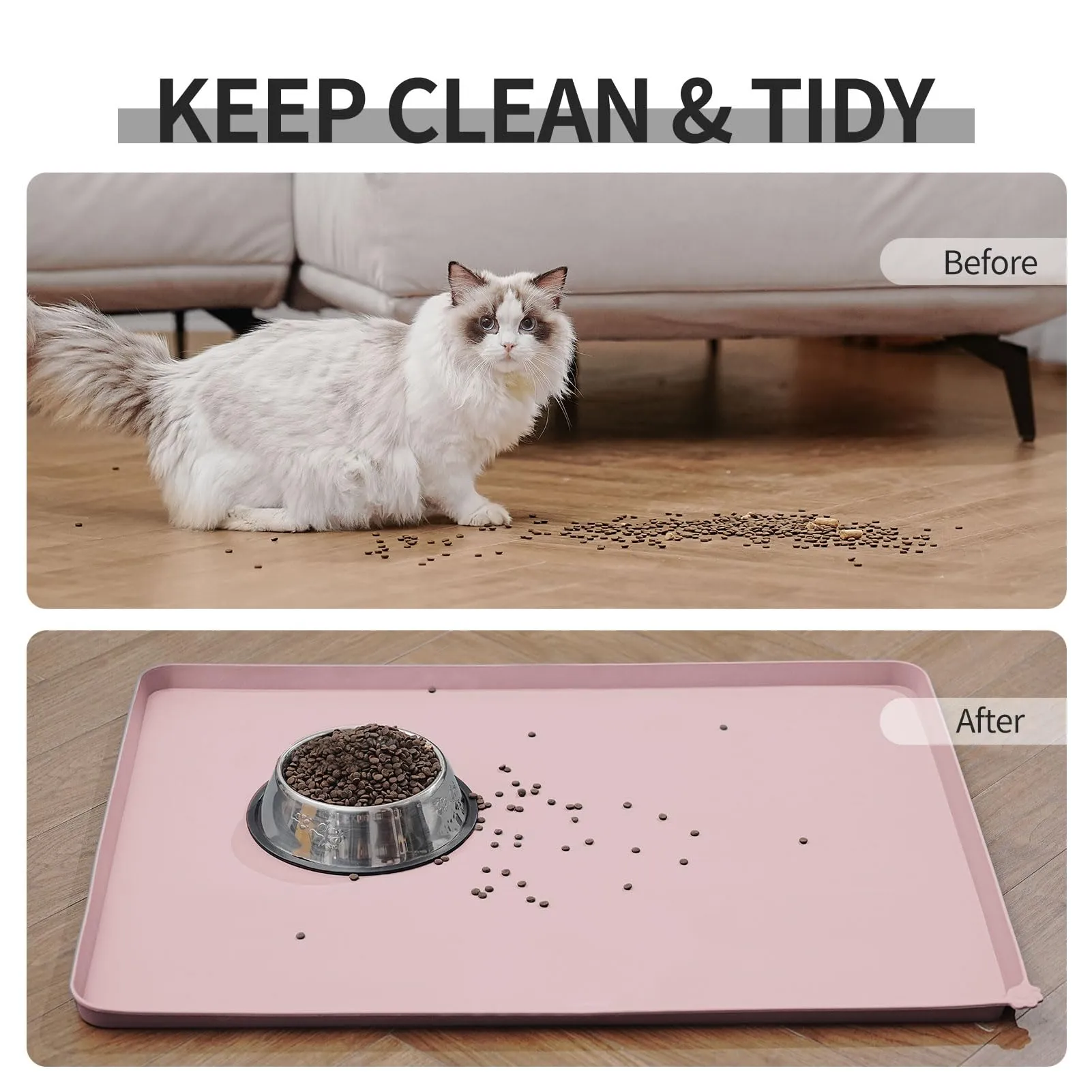 Reopet Tappetino in Silicone per Cibo e Acqua per Animali Domestici, Impermeabile Antispill, 60 x 40 cm, Rrouge - immagine 6