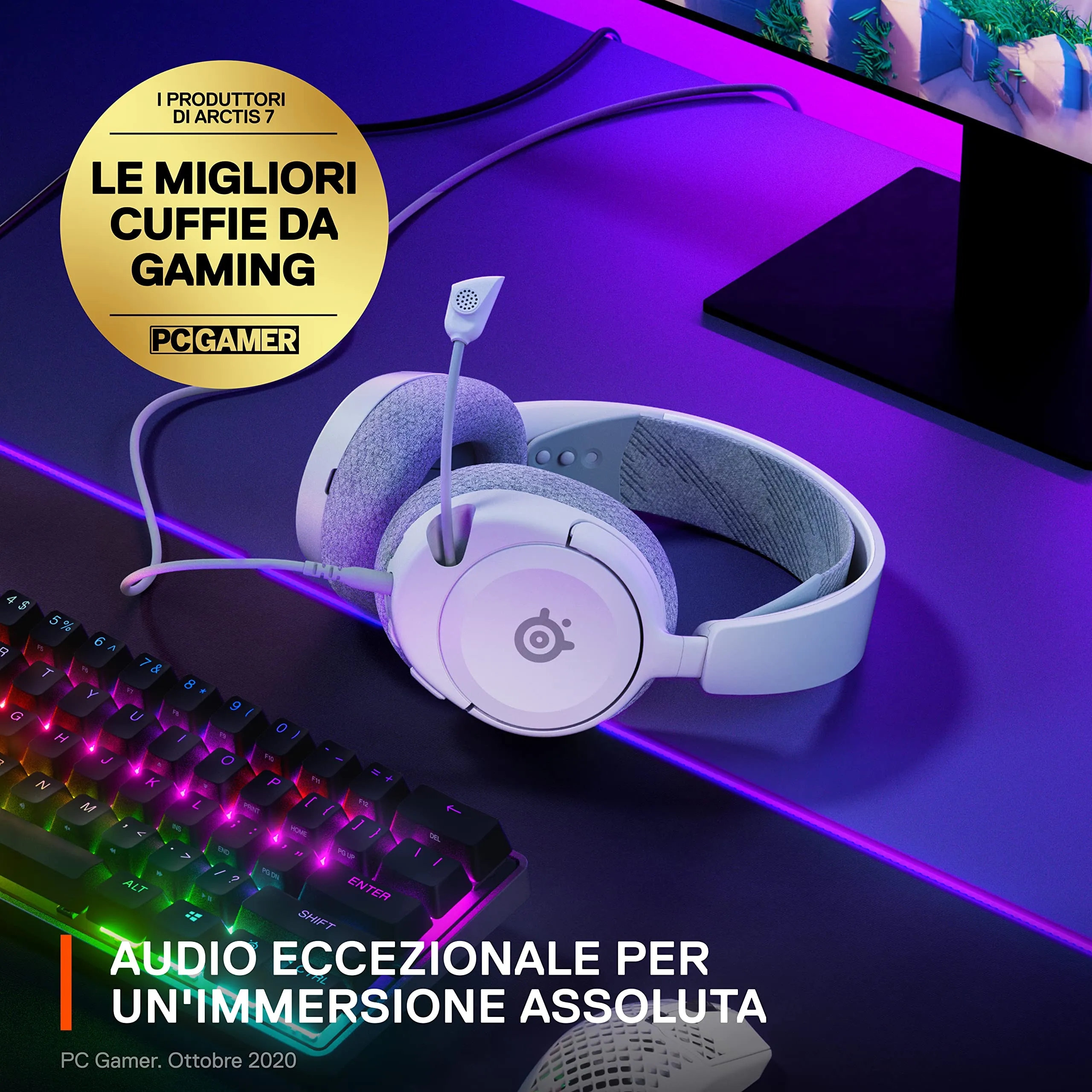 SteelSeries Arctis Nova 1 Cuffie da Gaming Multisistema - Bianco - immagine 4