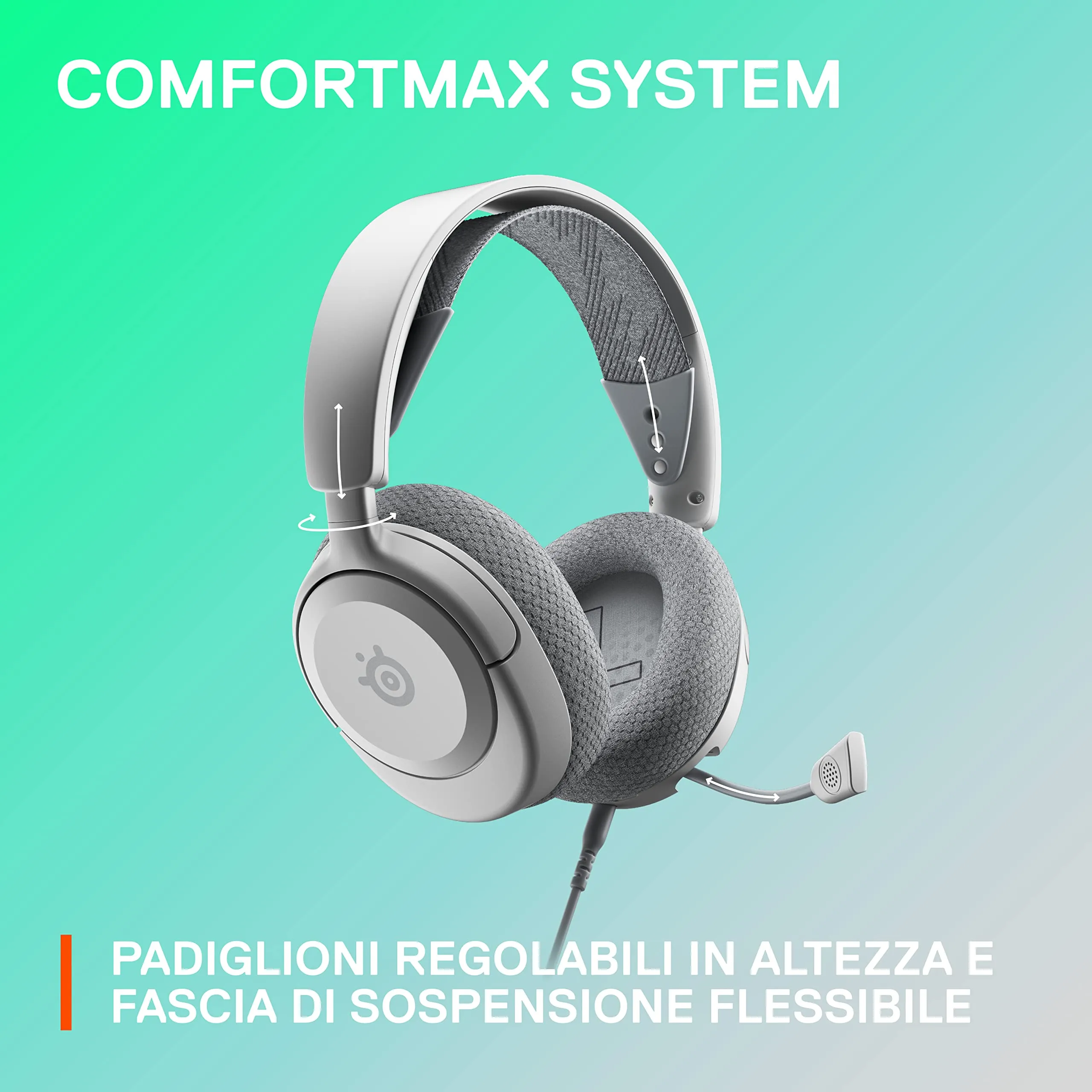 SteelSeries Arctis Nova 1 Cuffie da Gaming Multisistema - Bianco - immagine 8