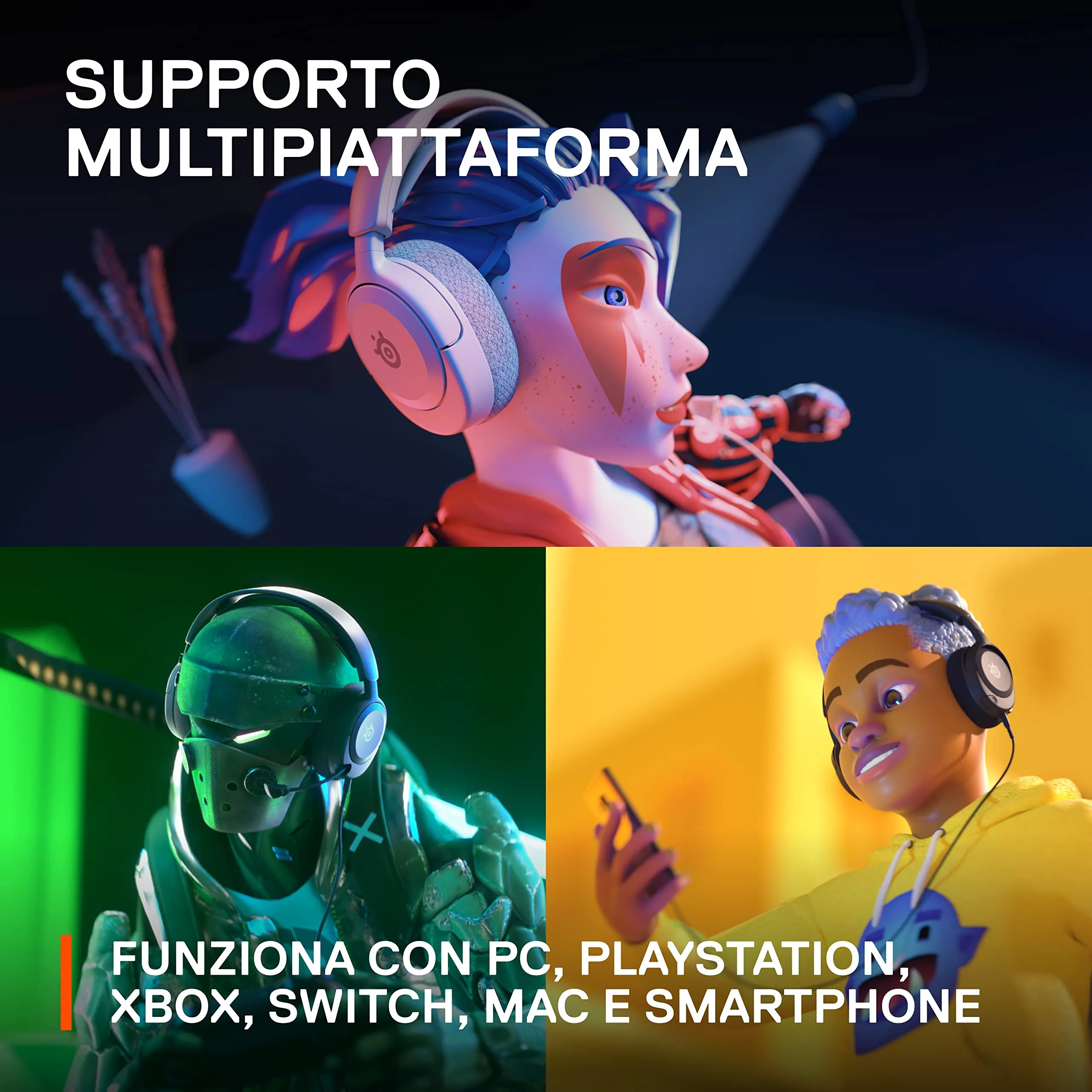 SteelSeries Arctis Nova 1 Cuffie da Gaming Multisistema - Bianco - immagine 10