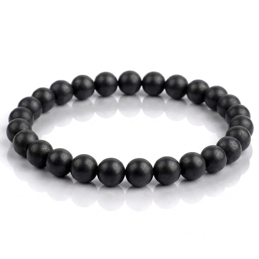 Alchimia Bracciale Elastico in Shungite Nera Opaca 6mm - immagine 2