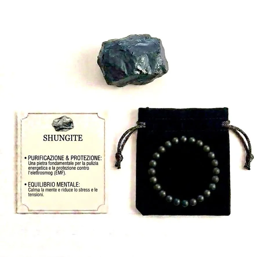 Alchimia Bracciale Elastico in Shungite Nera Opaca 6mm - immagine 3