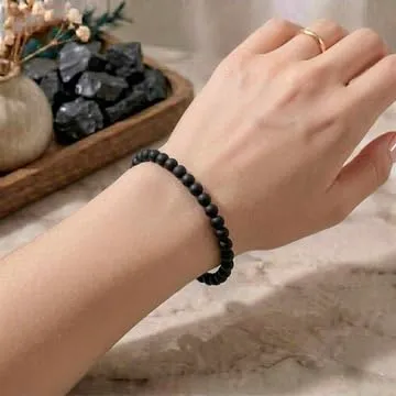 Alchimia Bracciale Elastico in Shungite Nera Opaca 6mm - immagine 4