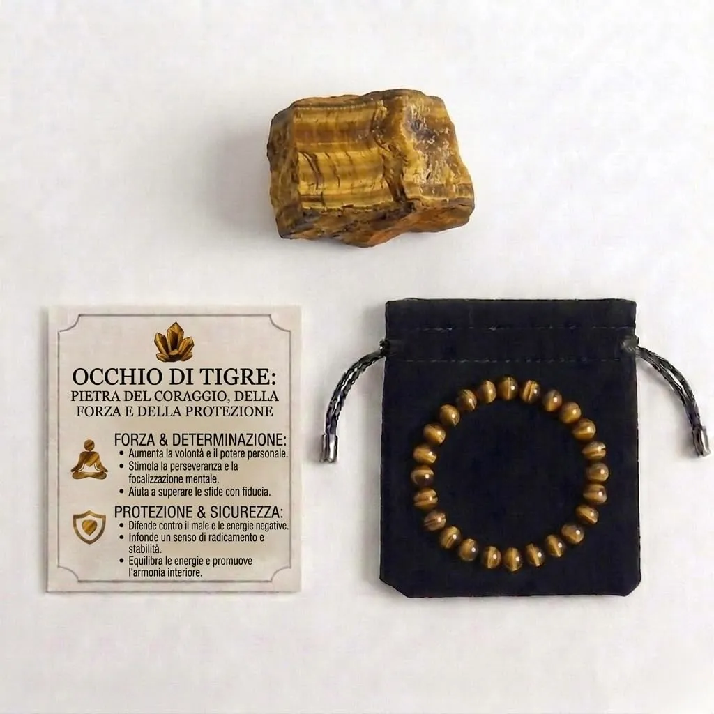 Alchimia Bracciale Elastico Unisex in Occhio di Tigre 6 mm - immagine 2