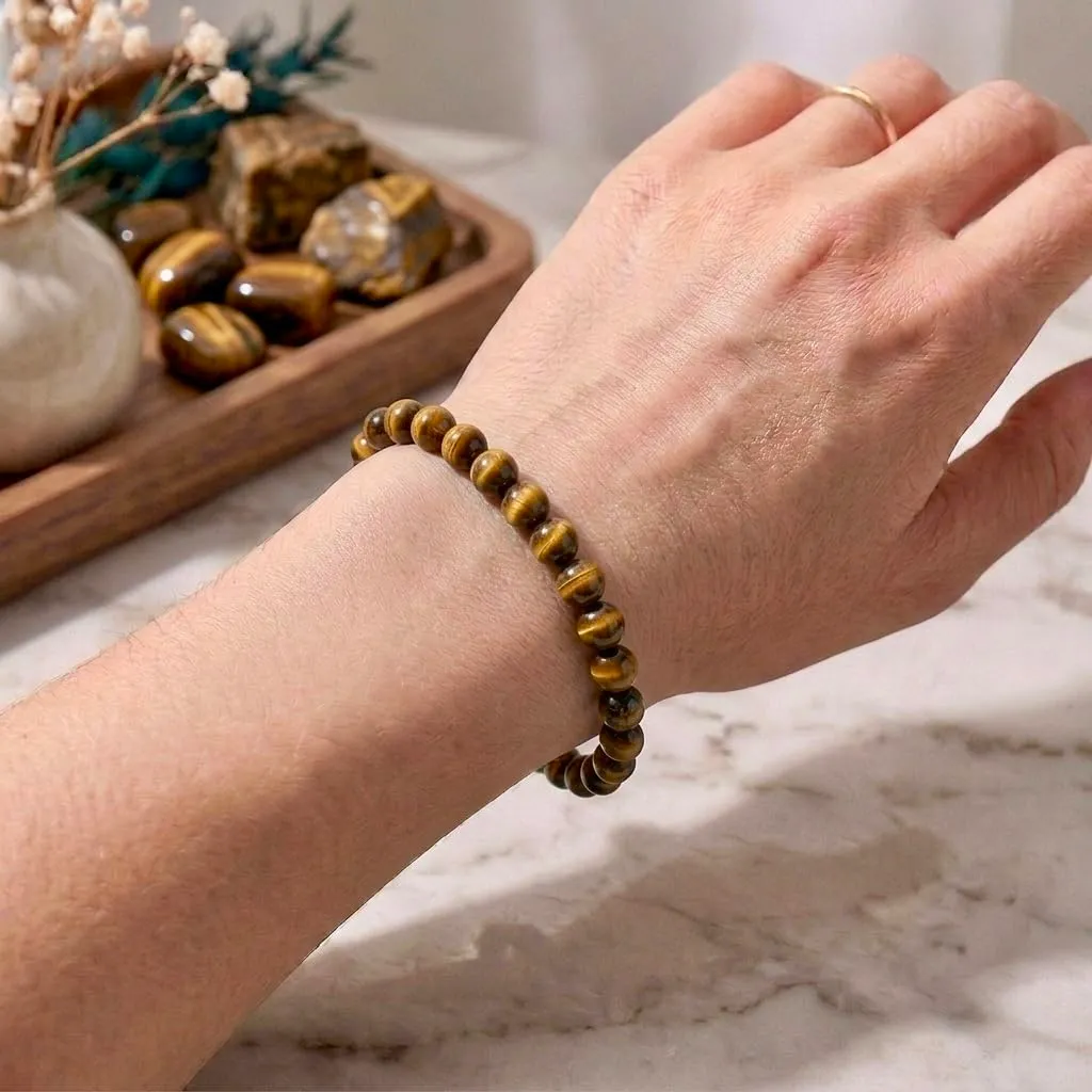 Alchimia Bracciale Elastico Unisex in Occhio di Tigre 6 mm - immagine 6
