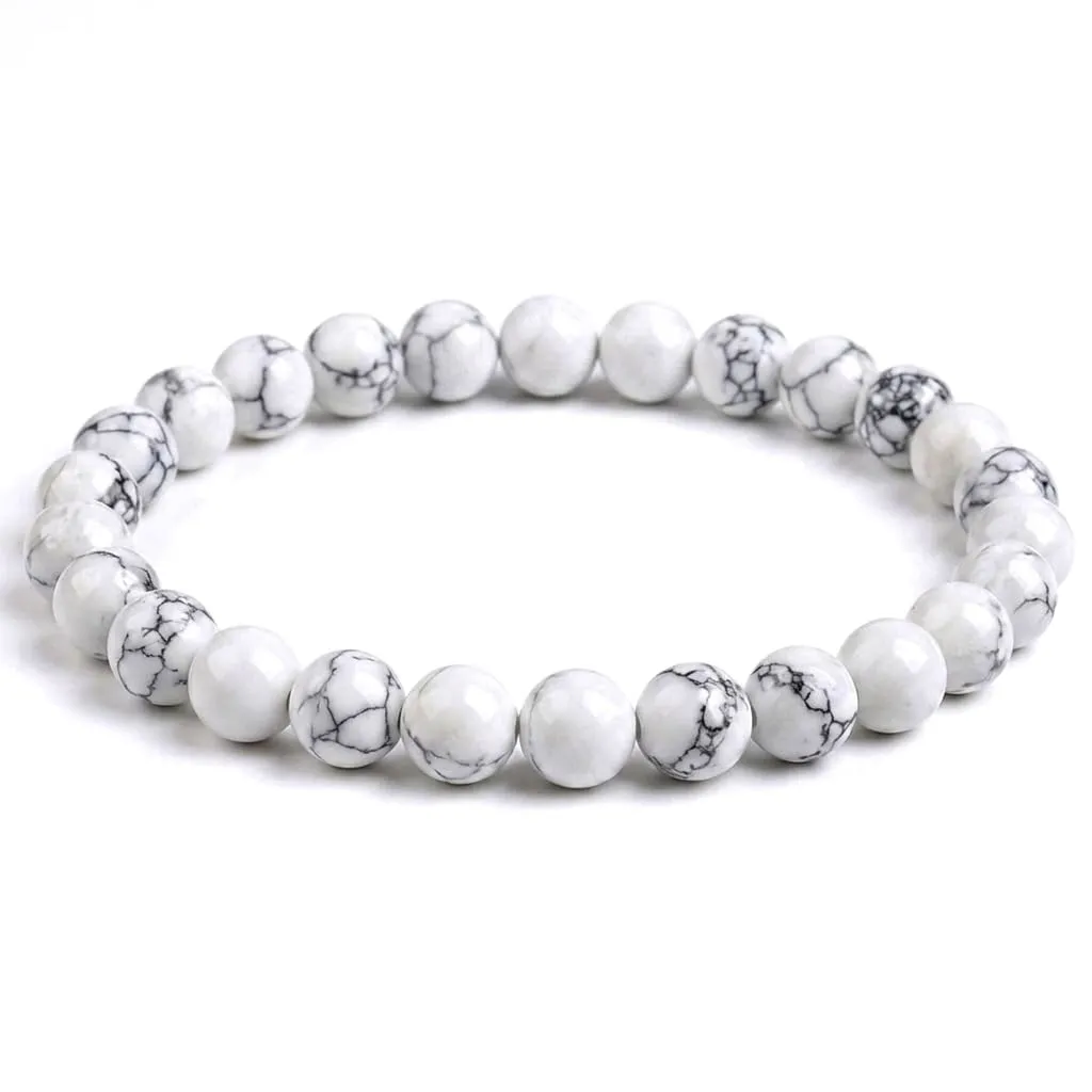 Alchimia Bracciale Elastico in Howlite Bianca 6mm - immagine 2