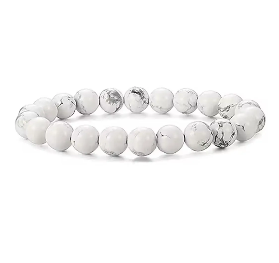 Alchimia Bracciale Elastico in Howlite Bianca 6mm - immagine 3