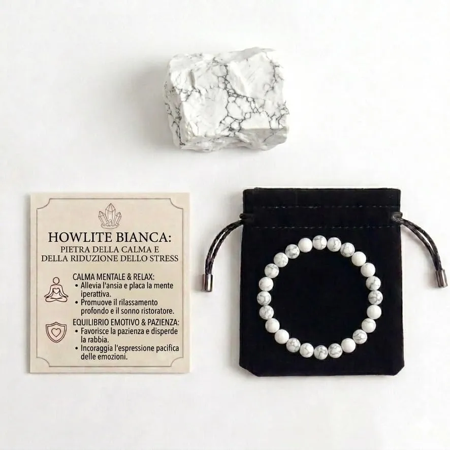 Alchimia Bracciale Elastico in Howlite Bianca 6mm - immagine 5
