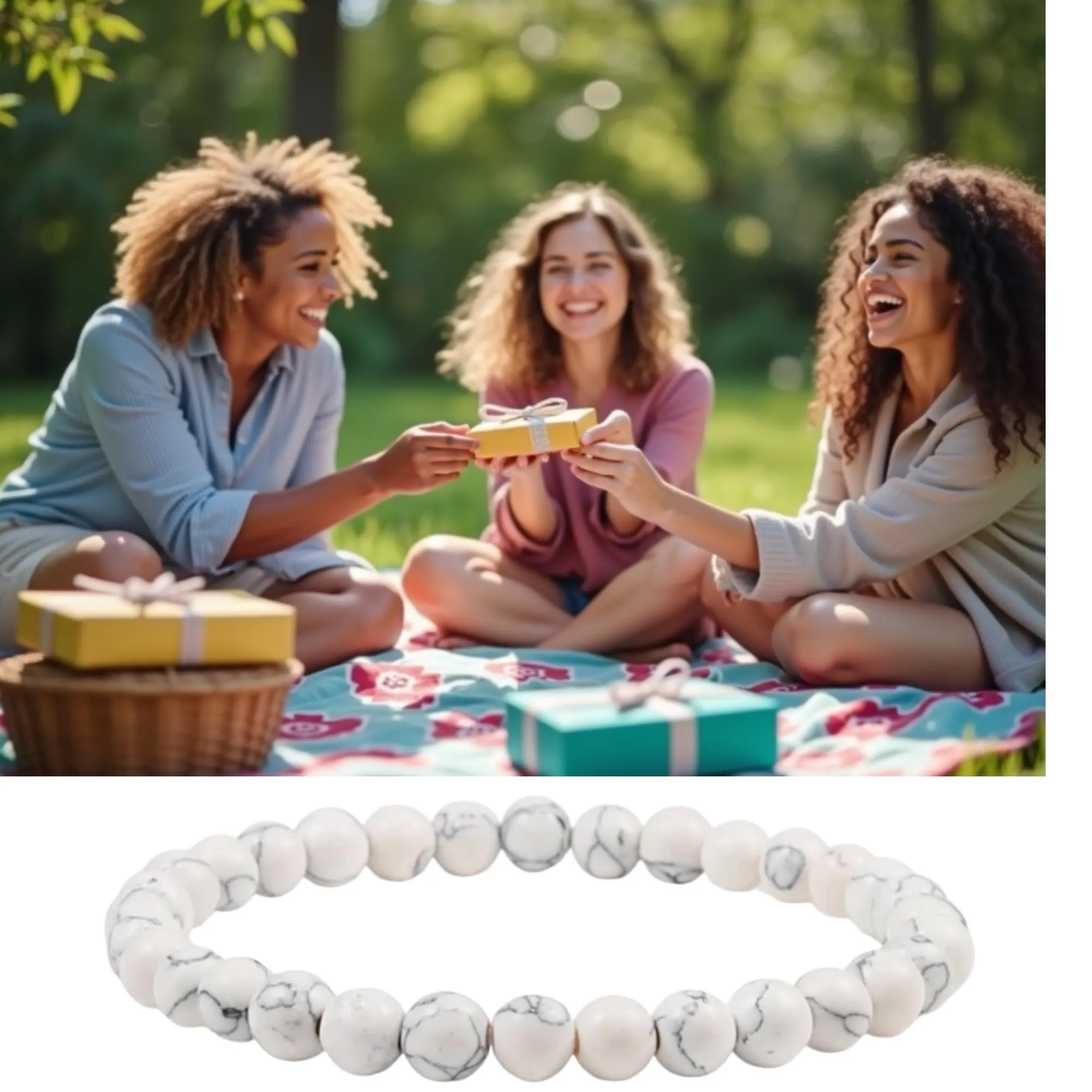 Alchimia Bracciale Elastico in Howlite Bianca 6mm - immagine 6