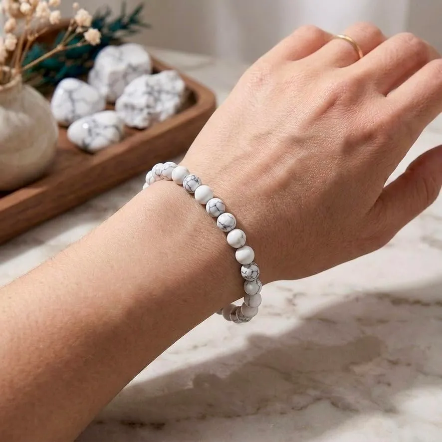Alchimia Bracciale Elastico in Howlite Bianca 6mm - immagine 8