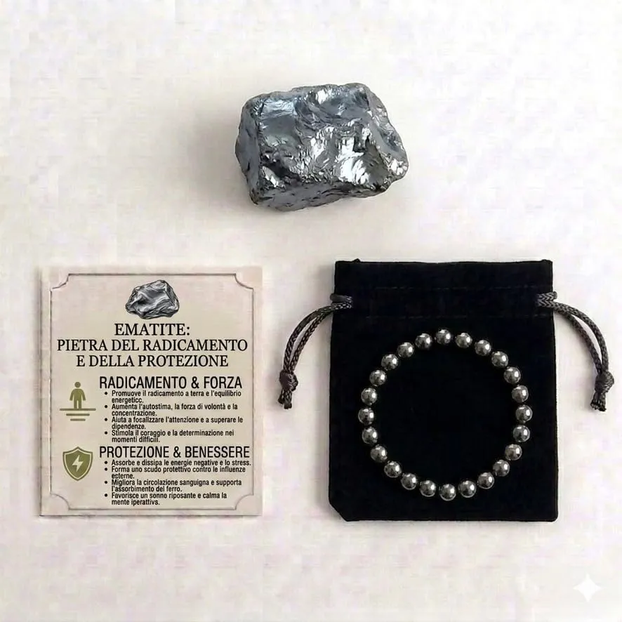 Alchimia Bracciale Elastico in Ematite, Pietre Naturali 6 mm - immagine 2