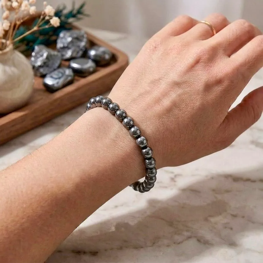 Alchimia Bracciale Elastico in Ematite, Pietre Naturali 6 mm - immagine 3