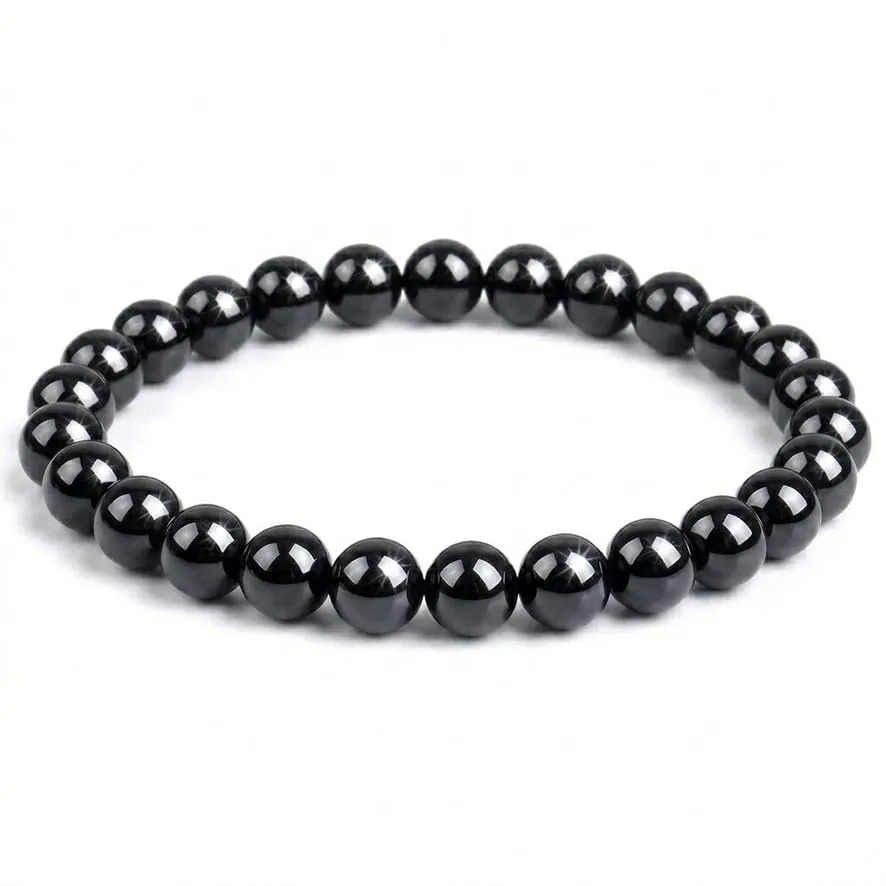 Alchimia Bracciale Elastico in Ossidiana Nera 6 mm per Donna e Uomo - immagine 1