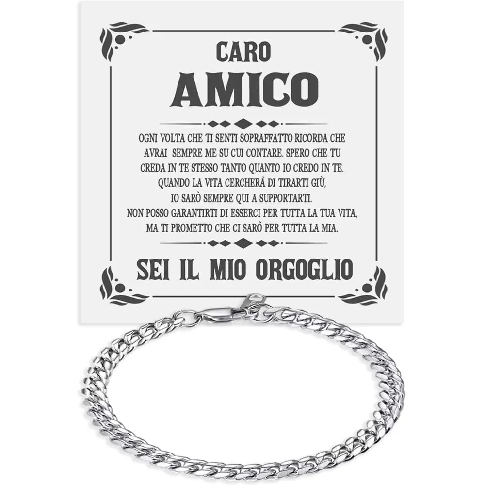 Bramart Bracciale Cubano Uomo in Acciaio Inox Lucidato, 21 cm - immagine 1